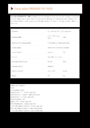 Quitanieves de mariposa Pronar PU 1400