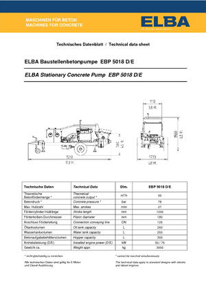Bombas de hormigón fijas Elba EBP 5018 D