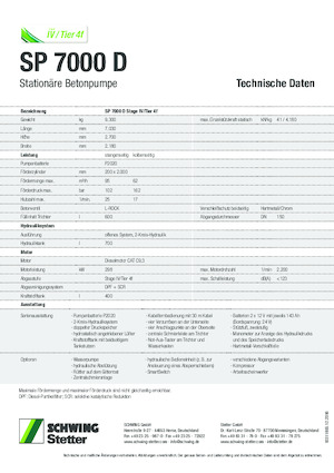 Bombas de hormigón fijas SCHWING-Stetter SP 7000 D