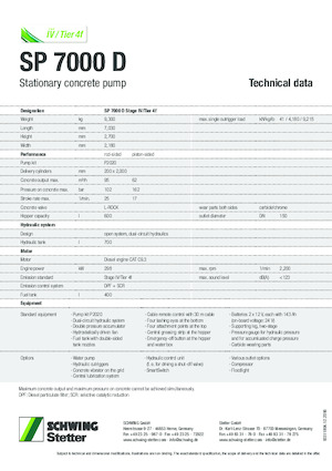 Bombas de hormigón fijas SCHWING-Stetter SP 7000 D