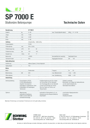 Bombas de hormigón fijas SCHWING-Stetter SP 7000 E