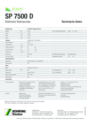 Bombas de hormigón fijas SCHWING-Stetter SP 7500 D