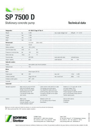 Bombas de hormigón fijas SCHWING-Stetter SP 7500 D