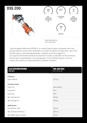 Cizallas para chatarra / acero Husqvarna DSS 200