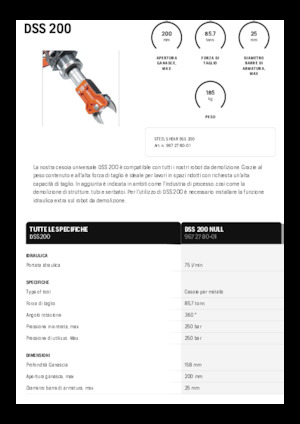 Cizallas para chatarra / acero Husqvarna DSS 200