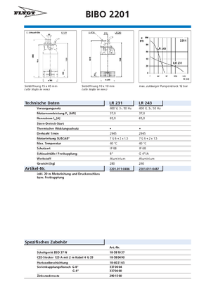 Bombas de aguas residuales Flygt-Pumpen 2201 LR 243
