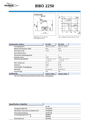 Bombas de aguas residuales Flygt-Pumpen BIBO 2250 LR 433