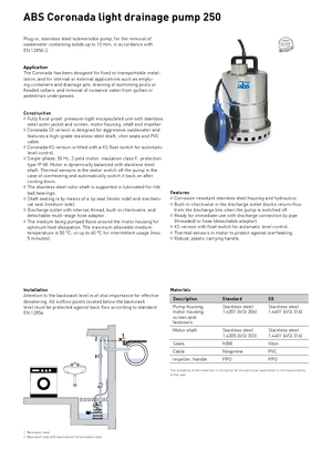 Bombas de aguas residuales ABS-Pumpen Coronada 250 W