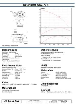 Bombas de aguas residuales Tsurumi-Pumpen GSZ75-4