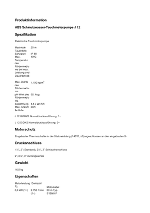 Bombas de aguas residuales ABS-Pumpen J 12 D