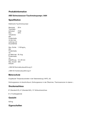 Bombas de aguas residuales ABS-Pumpen J 604 HD