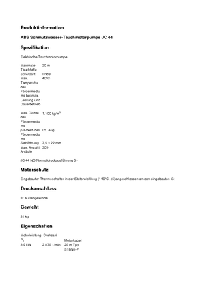 Bombas de aguas residuales ABS-Pumpen JC 34 HD