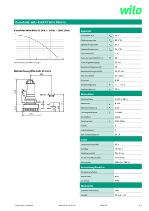 Bombas de aguas residuales WILO-EMU Pumpen KS 16Ex DMS-Ex