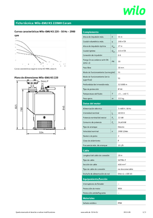 Bombas de aguas residuales WILO-EMU Pumpen KS 220 MH Ceram