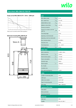 Bombas de aguas residuales WILO-EMU Pumpen KS 70 ZH DS