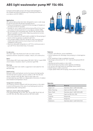 Bombas de aguas residuales ABS-Pumpen MF-VO 804 D