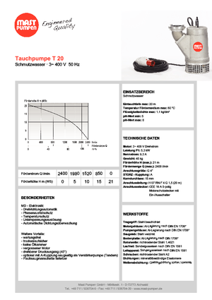 Bombas de aguas residuales Mast-Pumpen T 20