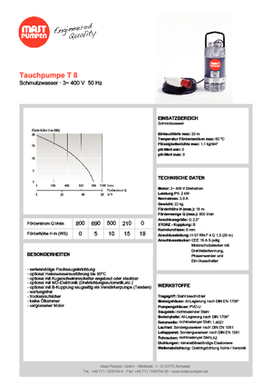 Bombas de aguas residuales Mast-Pumpen T 8
