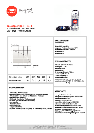 Bombas de aguas residuales Mast-Pumpen TP 4-1