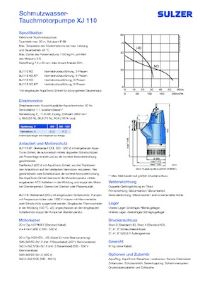 Bombas de aguas residuales Sulzer XJ 110 ND