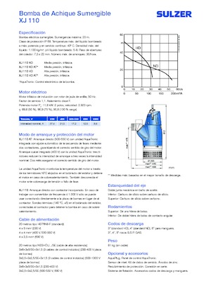 Bombas de aguas residuales Sulzer XJ 110 ND
