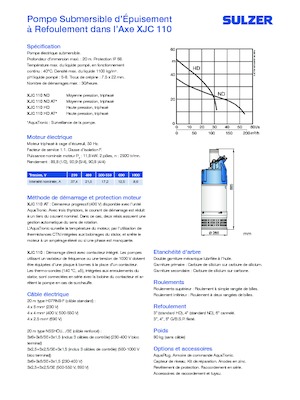 Bombas de aguas residuales Sulzer XJC 110 ND