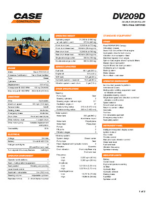 Rodillos vibrantes tándem Case DV209D