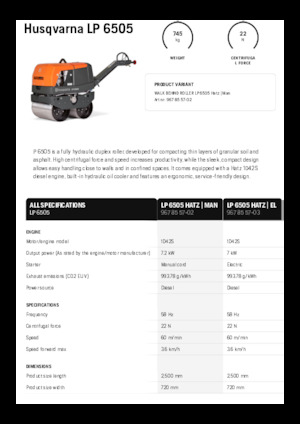 Rodillos vibrantes tándem Husqvarna LP 6505