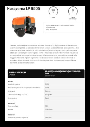 Rodillos vibrantes tándem Husqvarna LP 9505