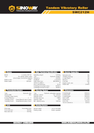 Rodillos vibrantes tándem Sinoway SWC212H