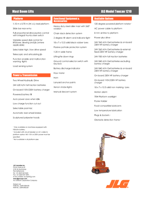 Plataformas verticales JLG-Toucan Toucan 1210