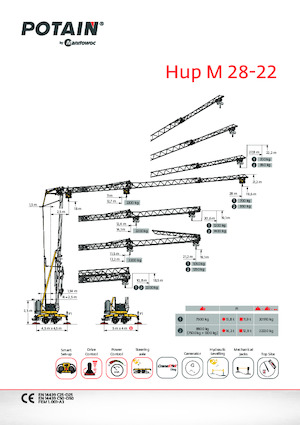Grúas torre con rotación inferior  sobre vehículo Potain Hup M 28-22