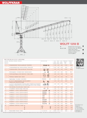 Grúas torre con pluma rotativa Wolffkran 1250 B