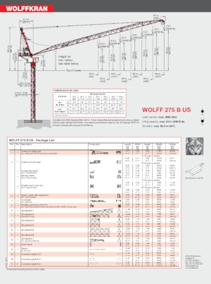 Grúas torre con pluma rotativa Wolffkran 275 B US