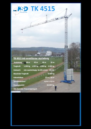 Grúas torre con rotación inferior KSD TK 4515 (2,5m)