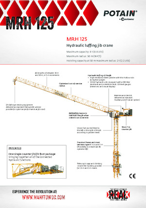 Grúas torre con rotación superior Potain MRH 125