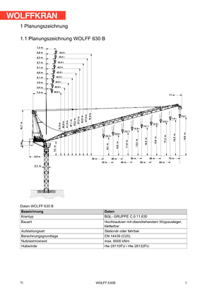Grúas torre con pluma rotativa Wolffkran 630 B