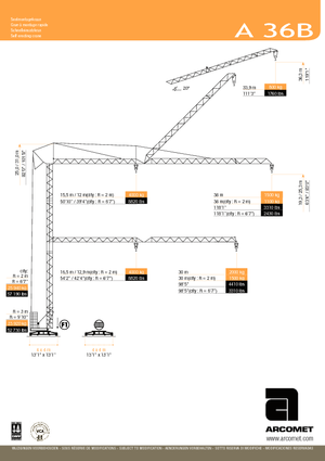Grúas torre con rotación inferior Arcomet A 36 B