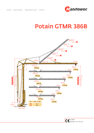Grúas torre con rotación inferior Potain GTMR 386 B
