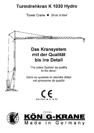 Grúas torre con rotación inferior König K 1030 H (R2,5m)