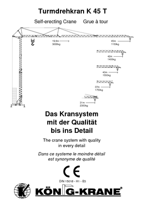 Grúas torre con rotación inferior König K 45 T