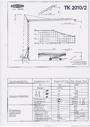 Grúas torre con rotación inferior Pekazett TK 2010/2