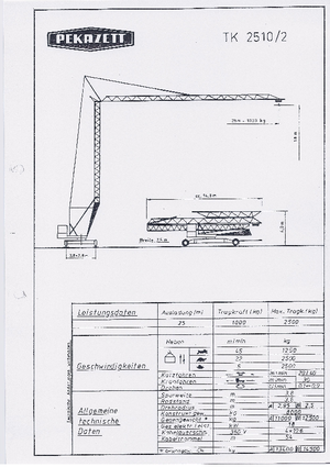 Grúas torre con rotación inferior Pekazett TK 2510/2