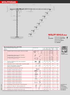Grúas torre con rotación superior Wolffkran 6015.6 clear