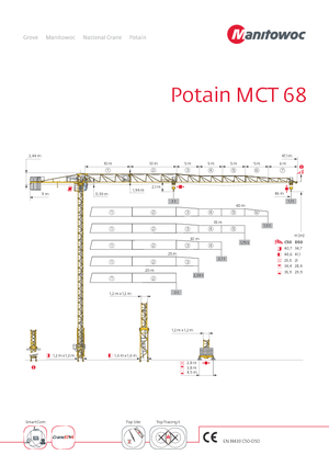 Grúas torre con rotación superior Potain MCT 68 B-3 t