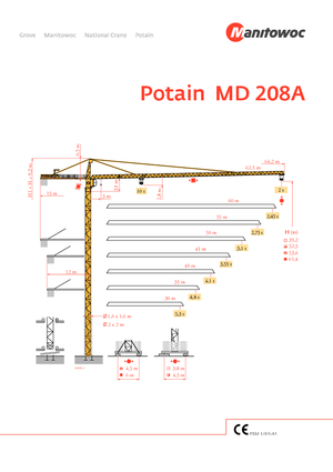 Grúas torre con rotación superior Potain MD 208 A