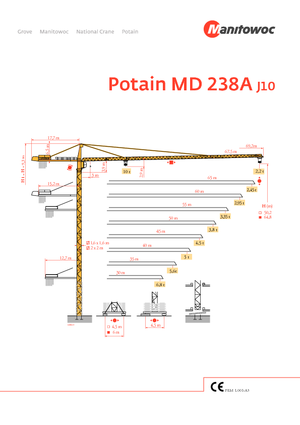 Grúas torre con rotación superior Potain MD 238 A-J10