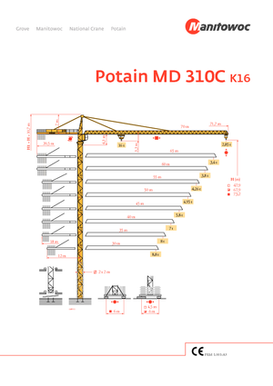 Grúas torre con rotación superior Potain MD 310 C 16 T