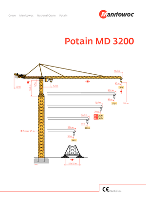 Grúas torre con rotación superior Potain MD 3200-64 t