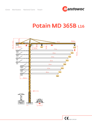 Grúas torre con rotación superior Potain MD 365 B L16